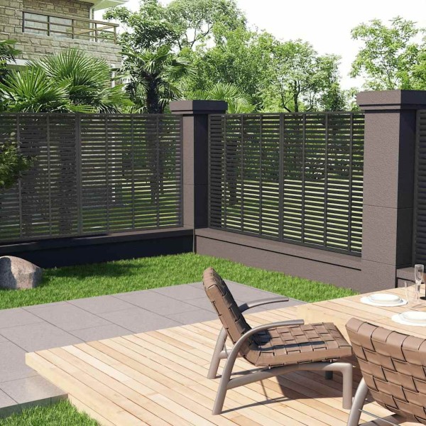 Blind-type fence, dark gray, 180x180cm, WPC