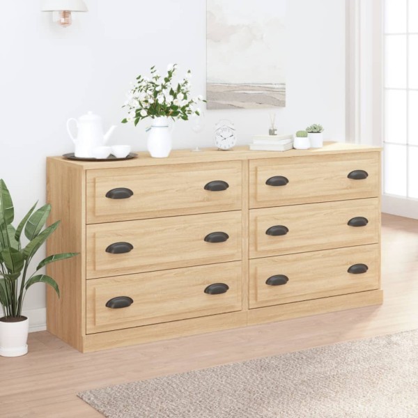 Side cabinets, 2 pcs., sonoma oak, processed wood