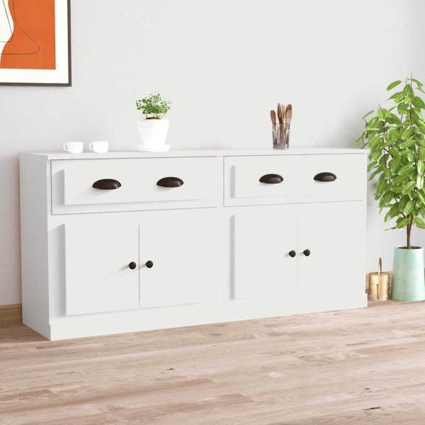 Side cabinets, 2 pcs., white color, processed wood
