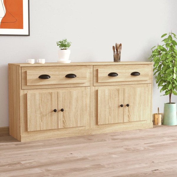 Side cabinets, 2 pcs., sonoma oak, processed wood