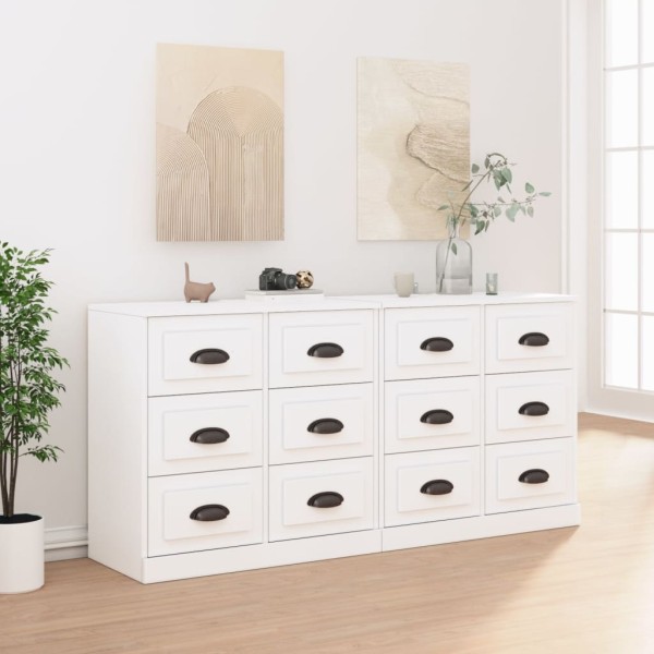 Side cabinets, 2 pcs., white color, processed wood