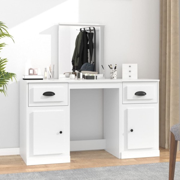 Dressing table with mirror, white, 130x50x132.5cm