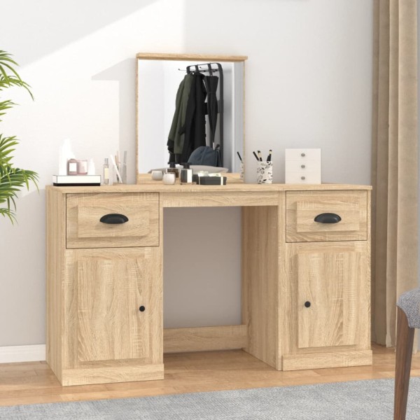 Dressing table with mirror, oak, 130x50x132.5cm