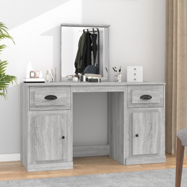 Dressing table with mirror, gray, 130x50x132.5cm