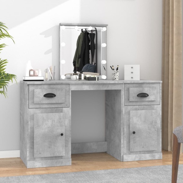 Vanity table with LED, concrete gray, 130x50x132.5cm