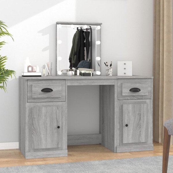 Dressing table with LED, gray oak, 130x50x132.5cm