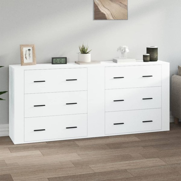 Side cabinets, 2 pcs., white color, processed wood