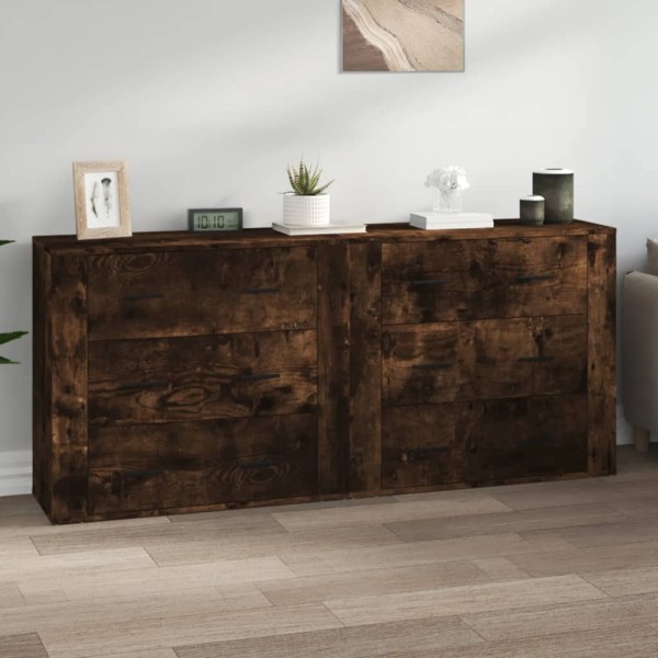 Side cabinets, 2 units, smoky oak, processed wood