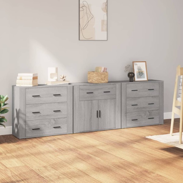 Side cabinets, 3 units, gray oak, processed wood