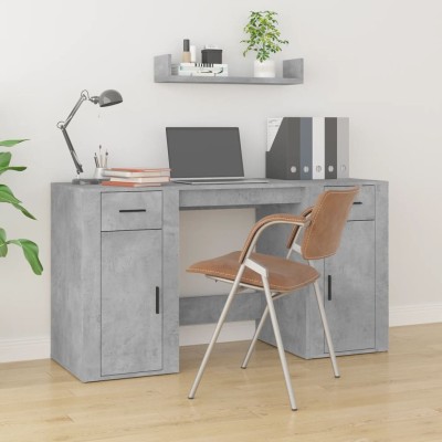 Desk with cabinet, concrete...
