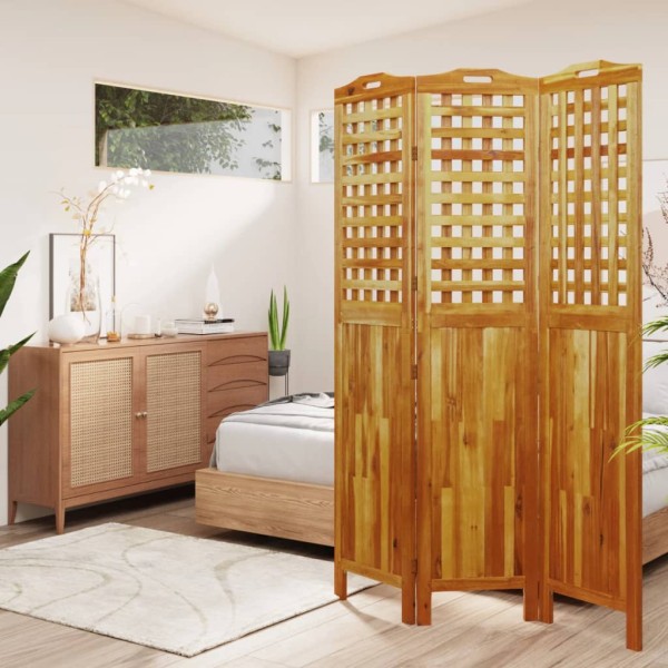 Room partition, 3 segments, 121.5x2x180cm, solid acacia