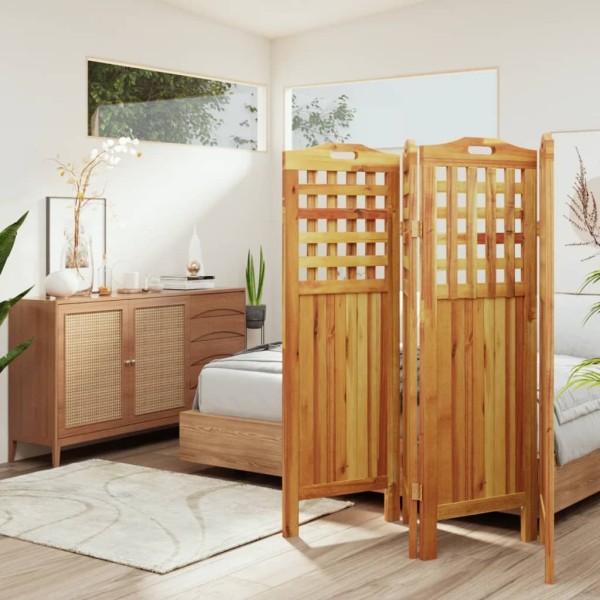 Room partition, 4 segments, 162x2x115cm, solid acacia