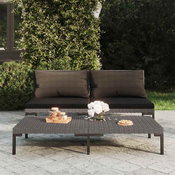 Garden sofas with cushions, 2 pcs., semi-circular polyrattan