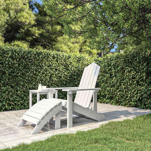 Garden Adirondack chair with footrest, white, HDPE