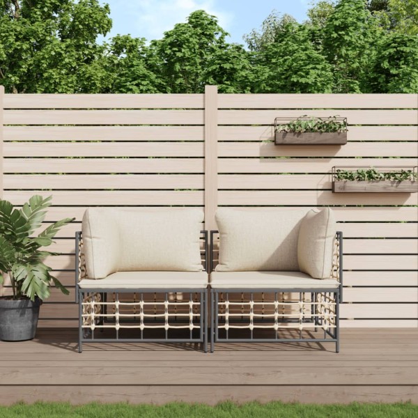 Modular corner sofa parts with cushions, 2 pcs., rattan