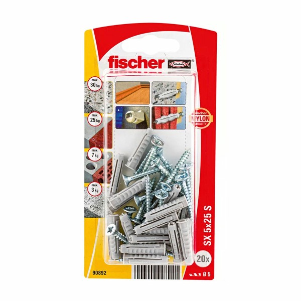 Sieniniai kištukai ir varžtai Fischer Sieniniai kištukai ir varžtai 20 Dalys (5 x 25 mm)