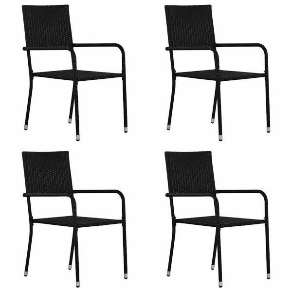 Garden dining chairs, 4 pcs., black, polyrattan