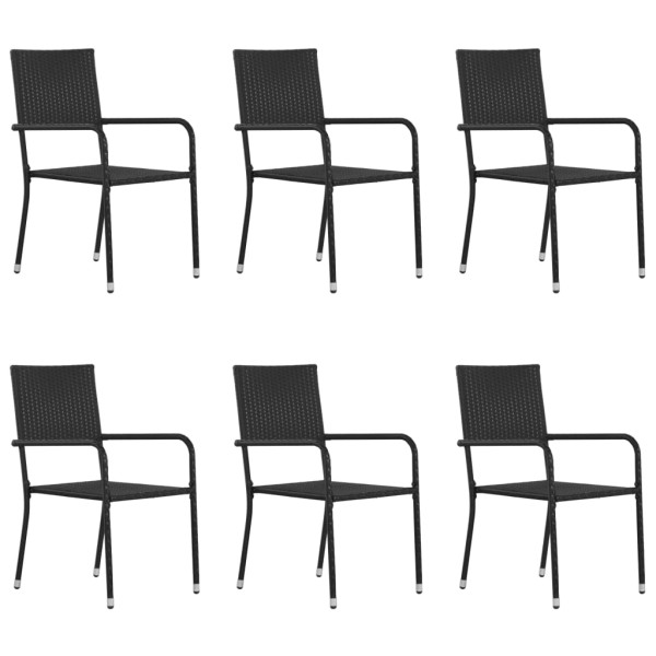 Garden dining chairs, 6 pcs., black, polyrattan