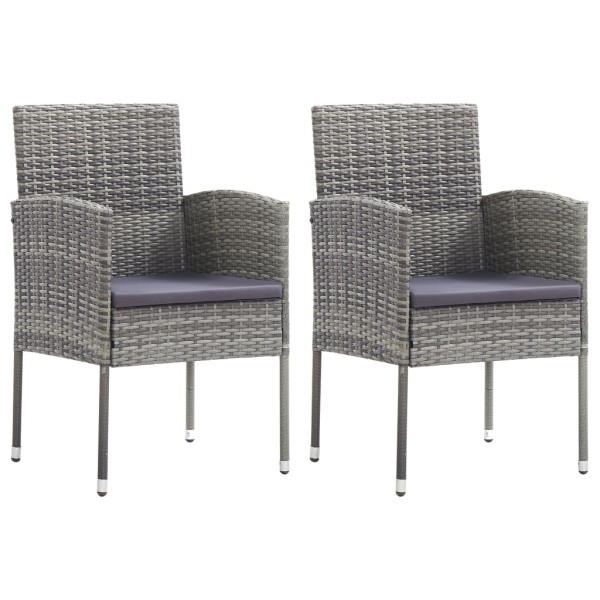 Garden chairs with gray cushions, 2 pcs., gray, polyrattan