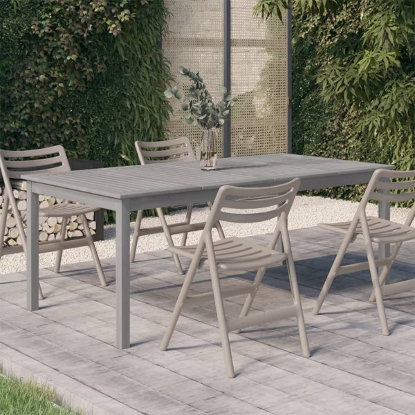 Garden table, gray, 200x100x75cm, solid acacia wood