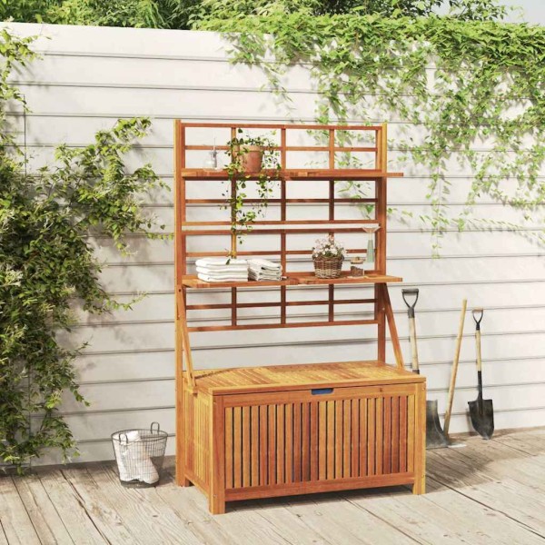 Storage box with trellis, 99x50x160cm, solid acacia wood