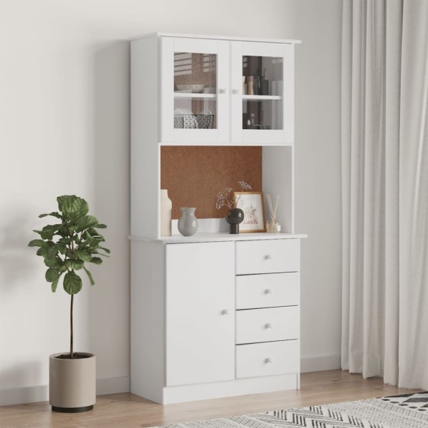 Chest of drawers ALTA, white, 77x35x165cm, solid pine