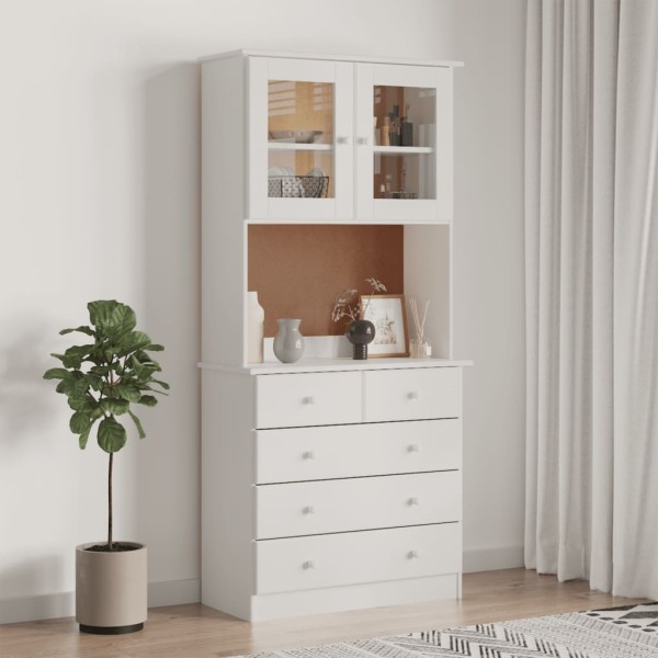 Chest of drawers ALTA, white, 77x35x165cm, solid pine