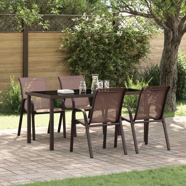 Stackable garden chairs, 4 pcs., brown, textilene fabric