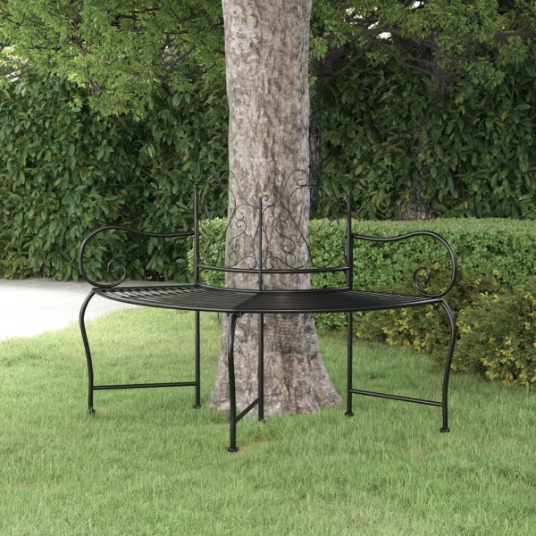 Bench around the tree, black, 150cm, steel