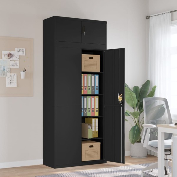 Cabinet for documents, black, 90x40x220cm, steel