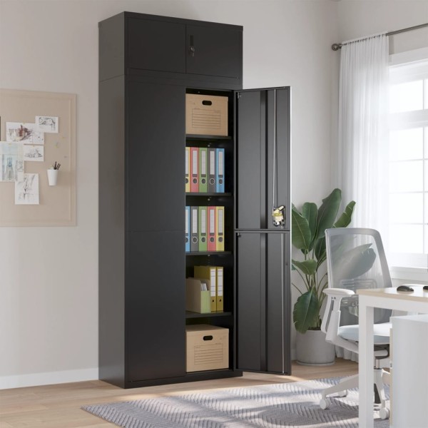 Cabinet for documents, black, 90x40x240cm, steel