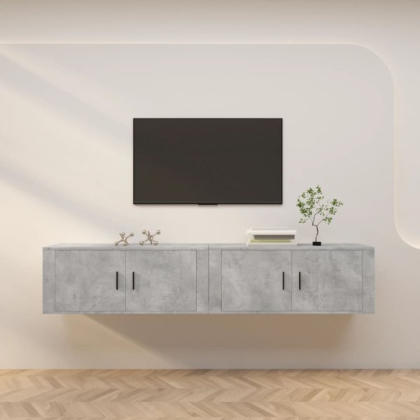 Wall-mounted TV cabinets, 2 units, concrete gray, 100x34.5x40cm