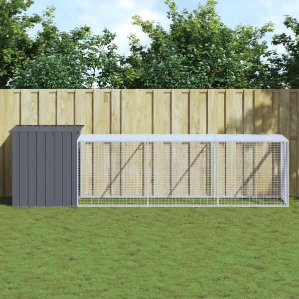 Chicken cage with enclosure, anthracite, 110x405x110cm, steel
