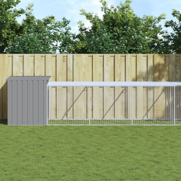 Cage for chickens with enclosure, gray, 110x609x110cm, steel