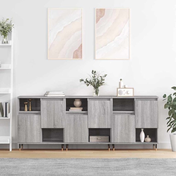 Side cabinets, 3 units, gray oak, processed wood