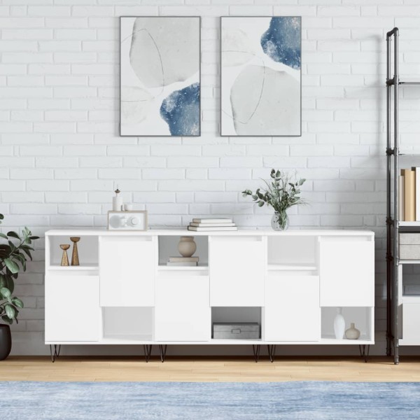 Side cabinets, 3 units, white color, processed wood