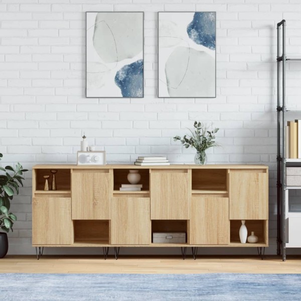 Side cabinets, 3 units, smoky oak, processed wood