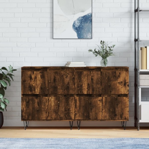 Side cabinets, 2 units, smoky oak, processed wood