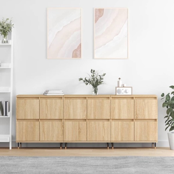 Side cabinets, 3 units, smoky oak, processed wood