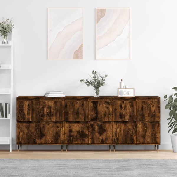 Side cabinets, 3 units, smoky oak, processed wood