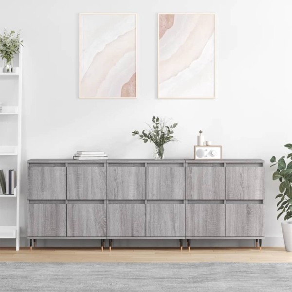 Side cabinets, 3 units, gray oak, processed wood