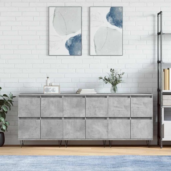 Side cabinets, 3 units, concrete gray, processed wood