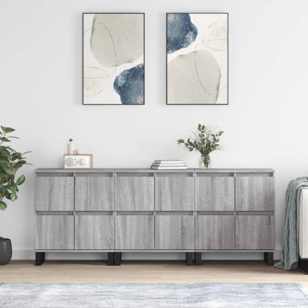 Side cabinets, 3 units, gray oak, processed wood
