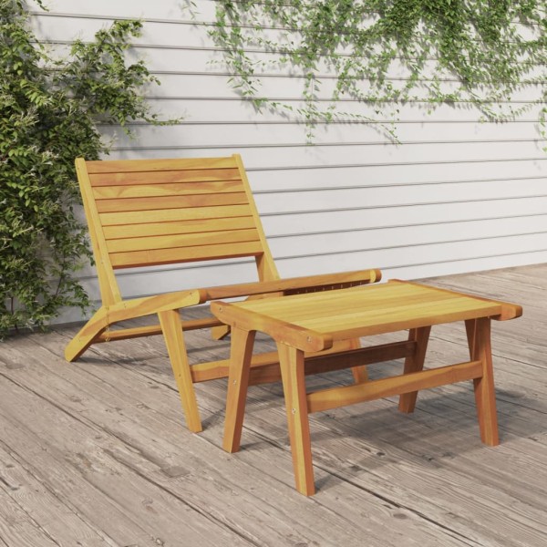 Garden chair with footrest, solid teak wood