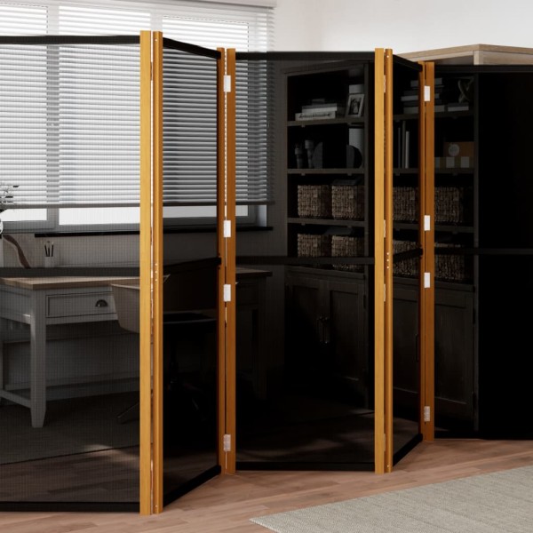 Room partition, 5 parts, black, 350x180cm