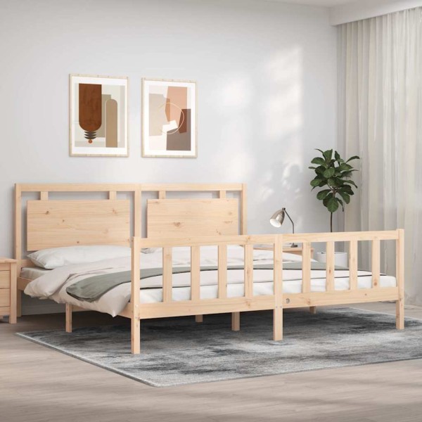 Bed frame with headboard, 180x200cm, solid wood