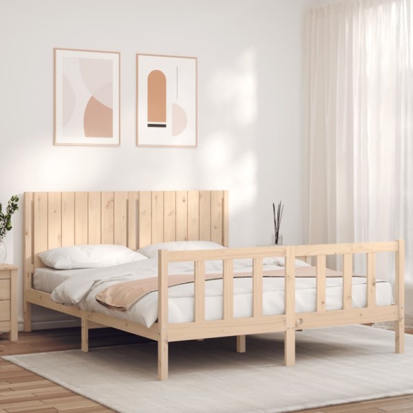 Bed frame without mattress, 160x200cm, solid pine wood