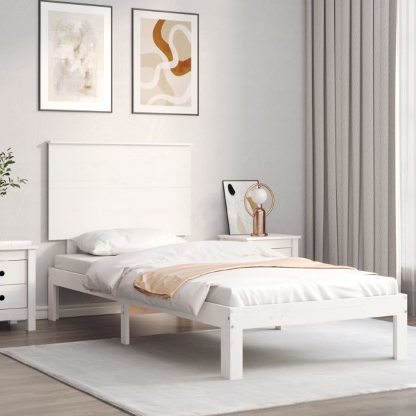 Bed frame without mattress, white, 90x200cm, solid pine