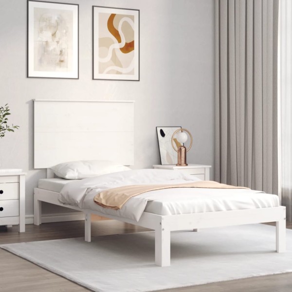 Bed frame without mattress, white, 100x200cm, solid pine