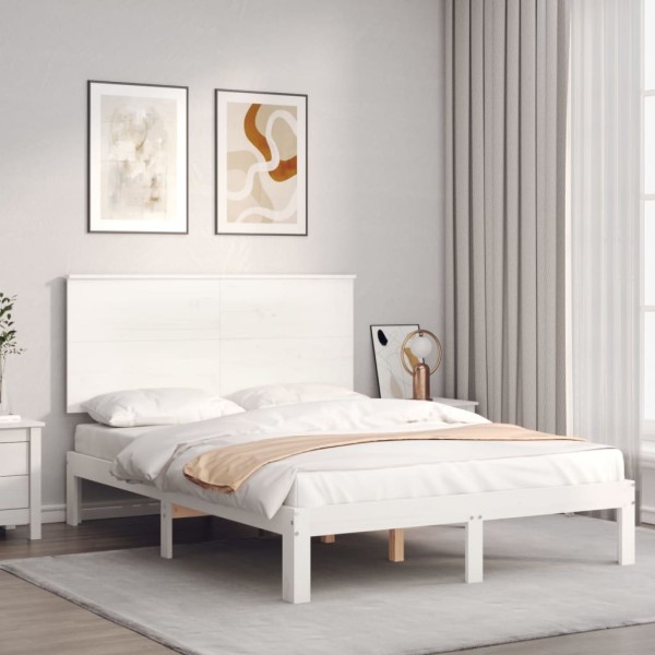 Bed frame without mattress, white, 140x200cm, solid pine